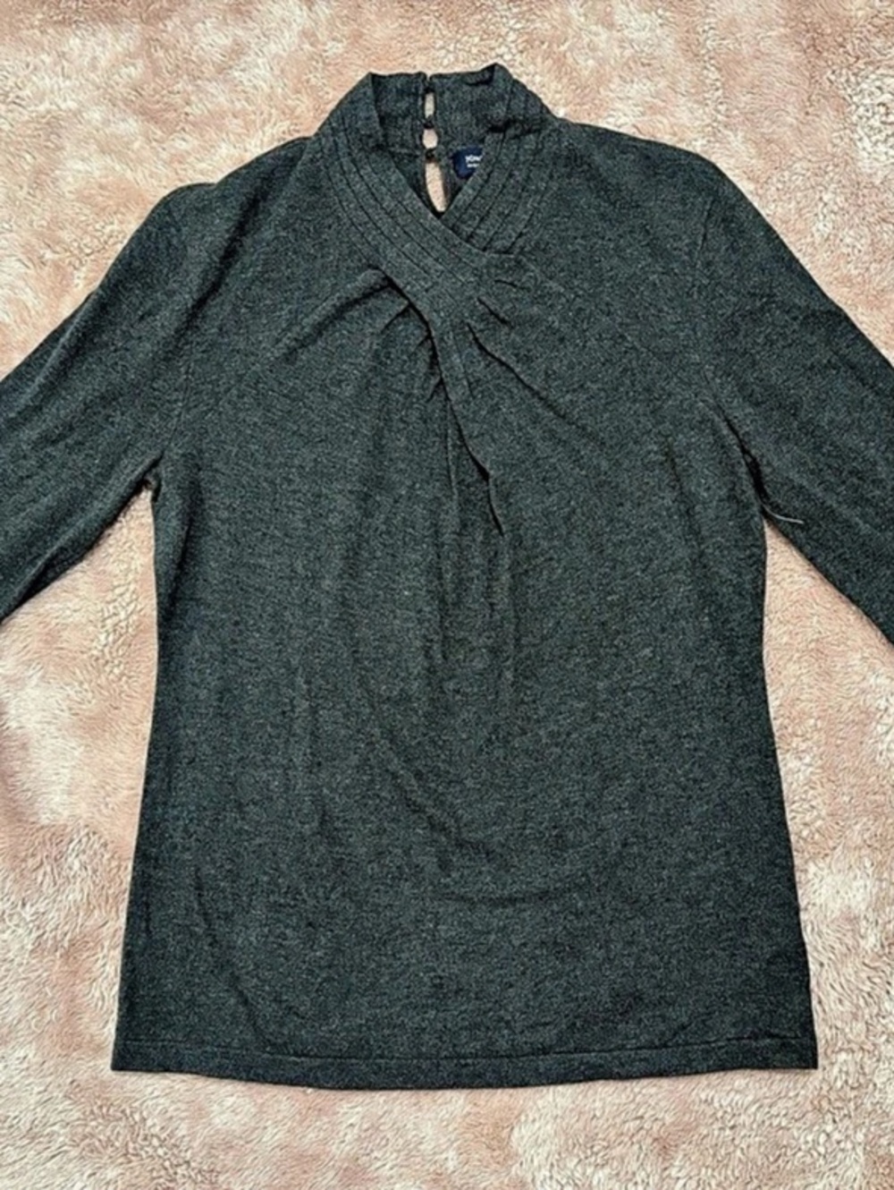 Jones New York Twist Neck Long Sleeve Tunic in Gray Size Small